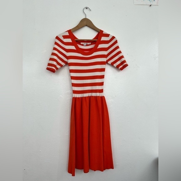 Boden Molly Orange Striped Sweater Dress - Picture 1 of 5